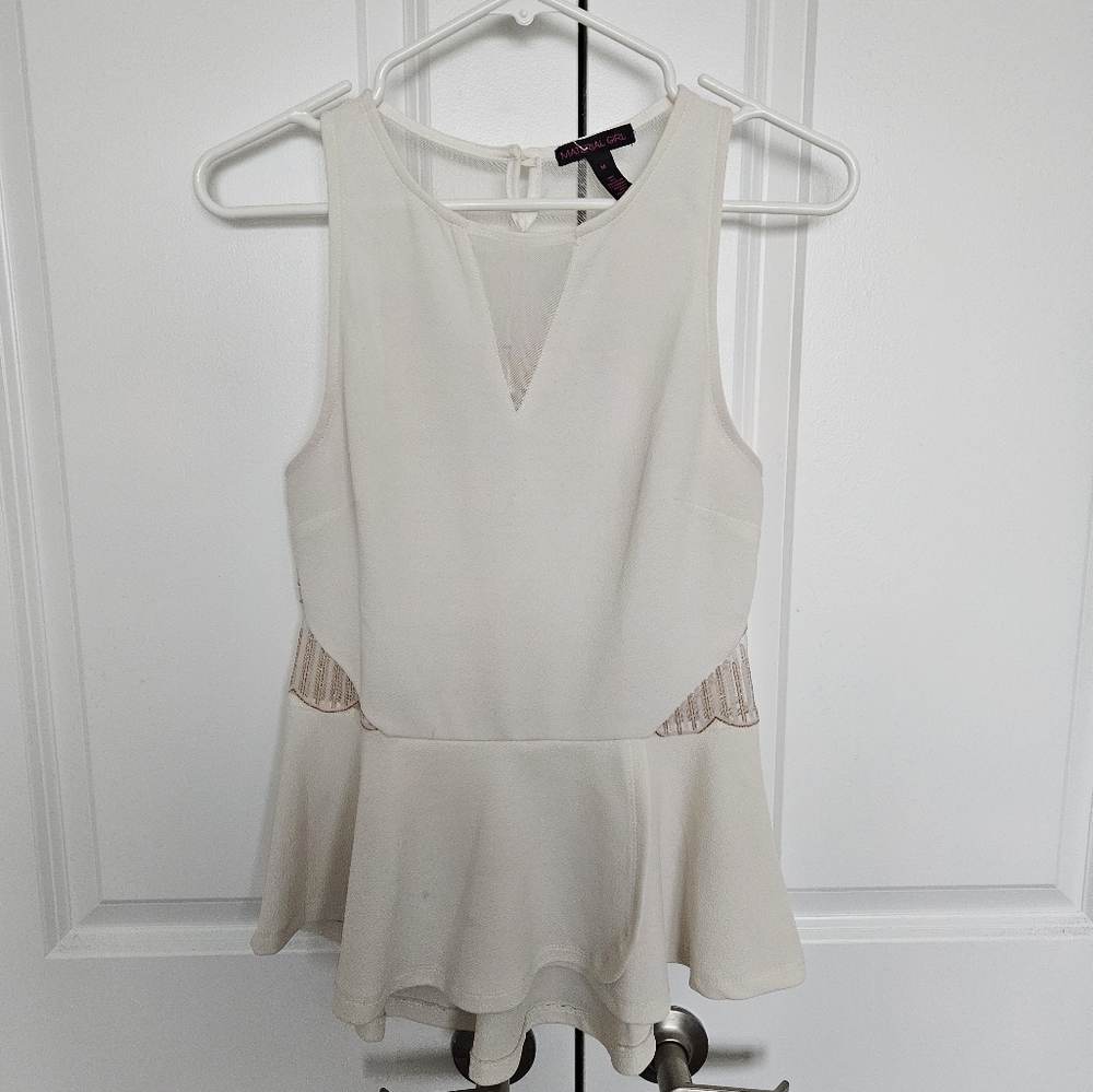 White Peplum Top With Interesting Back